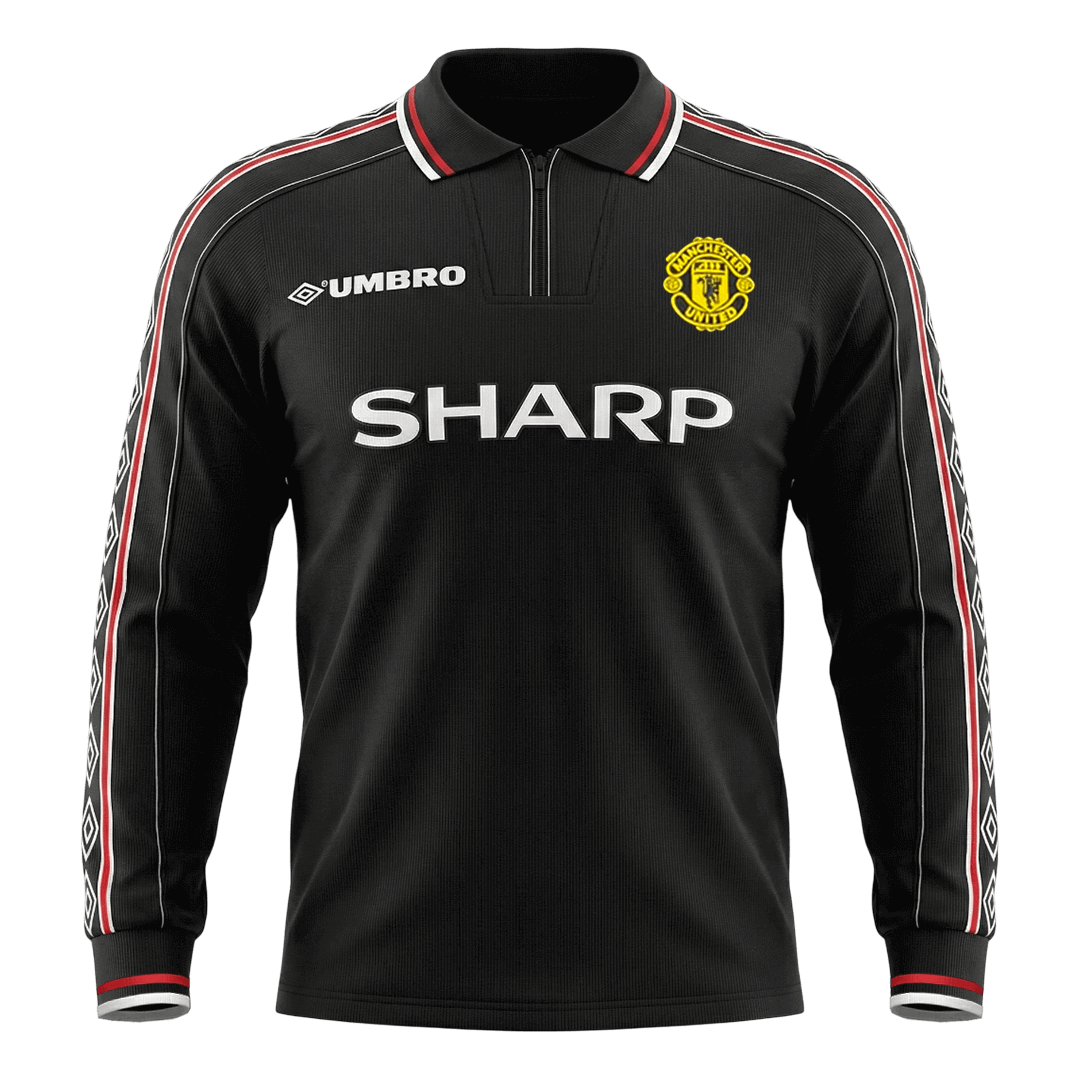Retro Manchester United Uitshirt Lange Mouwen 1998 Zwart