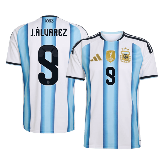 J.ÁLVAREZ #9 Argentinië Thuisshirt Wereldbeker 2026 Blauw&Wit
