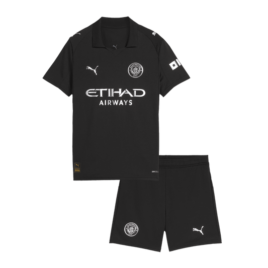 Manchester City Uit Tenue Kit 2025/26 Kinderen Zwart