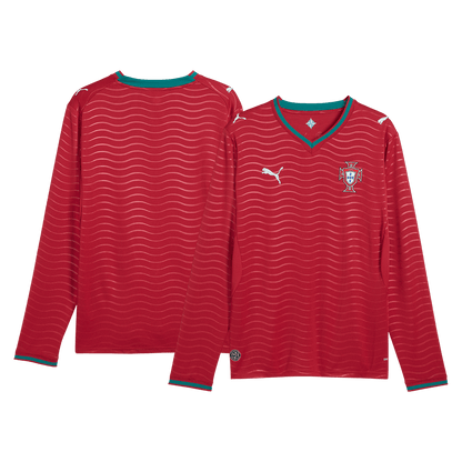 Portugal Thuisshirt Lange Mouwen - Wereldbeker 2026 Rood Grote Maten