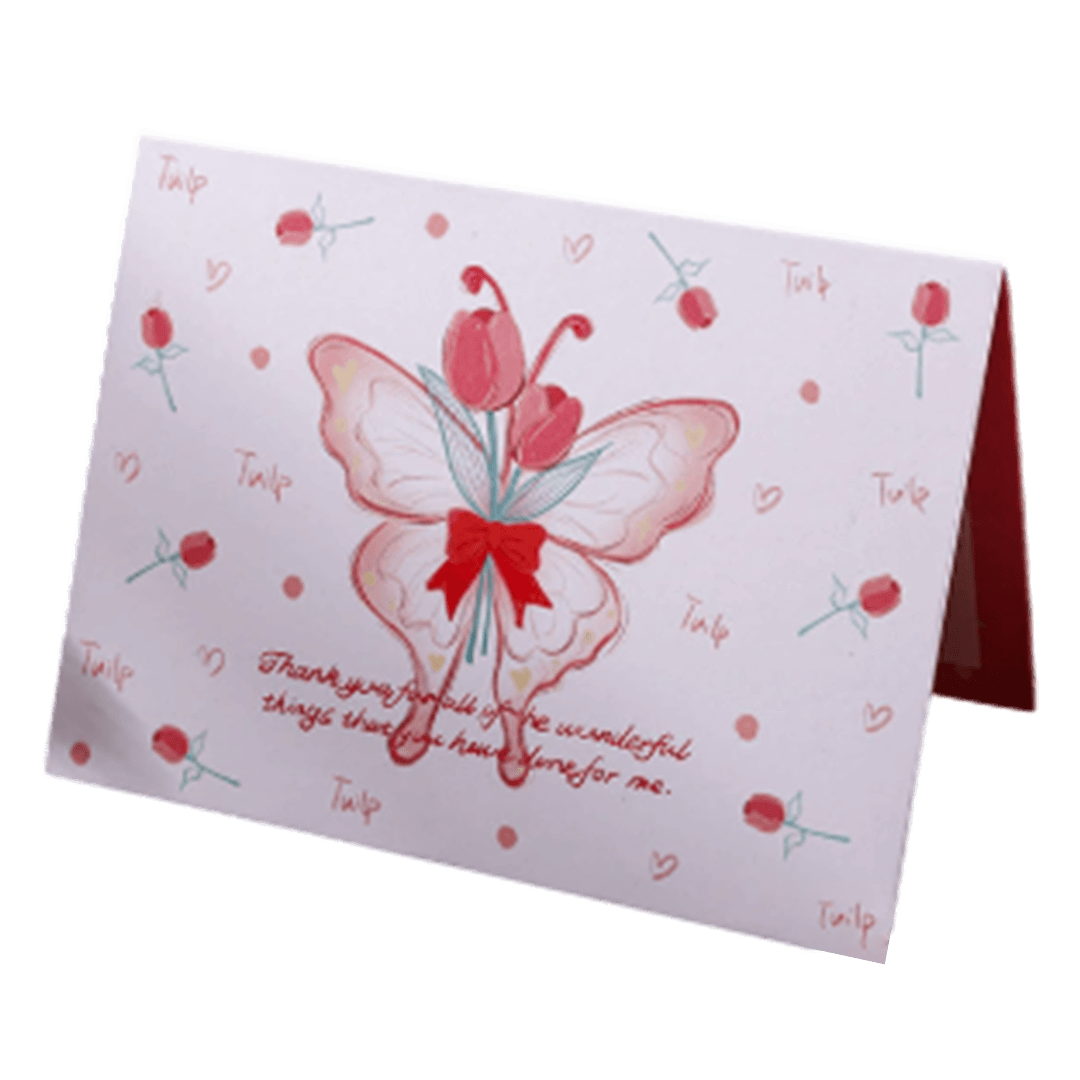 Gepersonaliseerde Tulp Vlinder Valentijnsdagkaart Rood